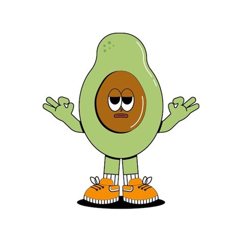 Premium Vector Retro Groovy Cartoon Character Vegetable Avocado