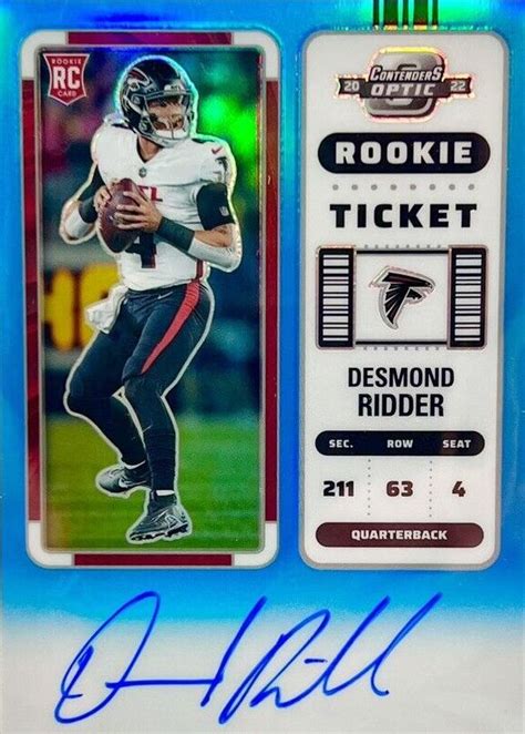 Desmond Ridder 2022 Contenders Optic 114 Rookie Ticket Auto Teal 99