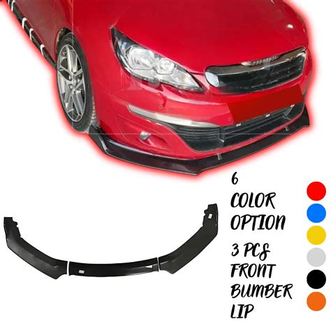 3 Pcs Front Bumper Lip For Peugeot 308 Body Kit Car Accessories Spoiler Splitter Diffuser Flap Png