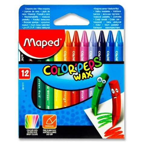 Maped Box Of Colorpeps Triangular Wax Crayons Abc School Supplies