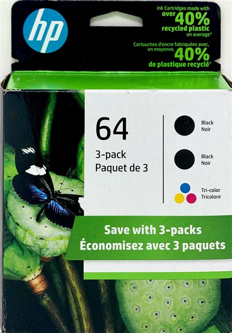 Genuine Hp 64 3 Pack Blacktri Color Original Ink Cartridges Multi Pa