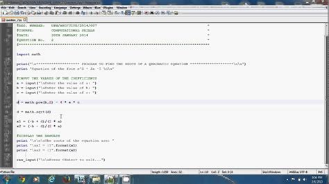 Simple Easy Quadratic Equation In Python Programming Language Youtube