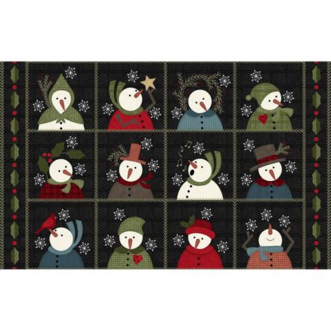 Flannel Snowdays Snowmen Panel Of Snowmen By Bonnie Sullivan