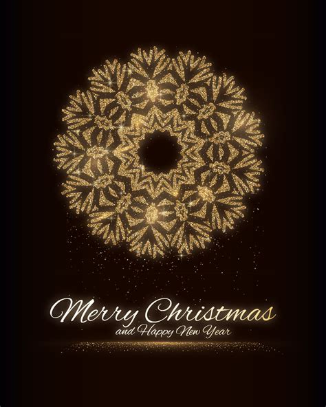 Gold Glitter Snowflake. Christmas, New Year greeting card 7740328 ...