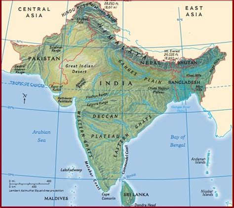 South Asia Physical Map