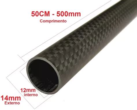 Tubo Fibra De Carbono 3k 14mm Externo E 12mm Interno X 50cm