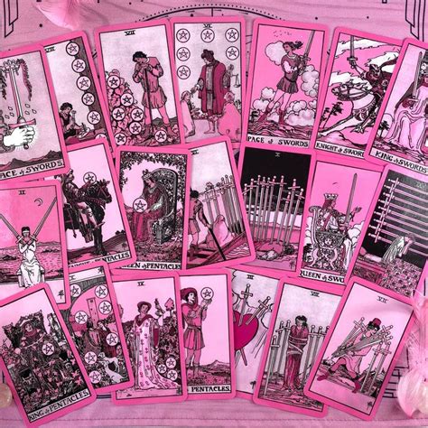 Tarot Deck Pink Vintage Plastic Tarot Cards Witchygift Set With