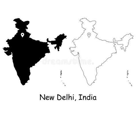 New Delhi India. Detailed Country Map with Location Pin on Capital City ...