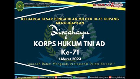 Dirgahayu Korps Hukum TNI AD Ke 71 YouTube