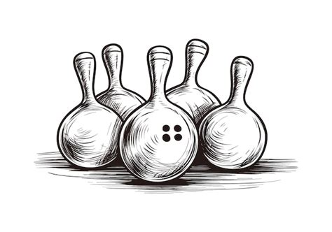 Bola de bolos y bolos vector ilustración Vector Premium