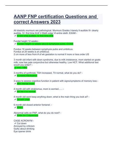 AANP FNP certification Questions and correct Answers 2023 - AANP