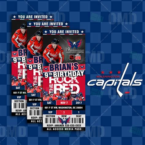 Washington Capitals Ticket Style Sports Party Invites – Sports Invites