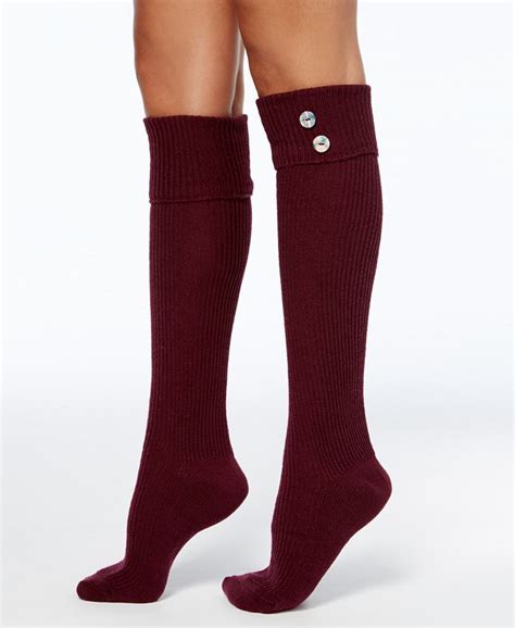 Hue Womens Button Ribbed Knee High Socks Macys