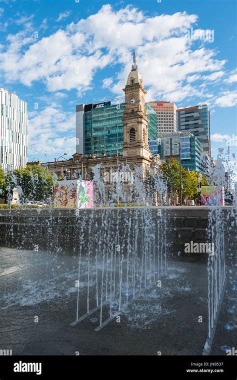 Adelaide City Skyline Seen From Victoria Square South Australia Stock