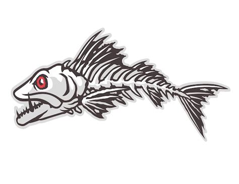 Premium Vector Illustration Of Angry Fish Bones Cartoon Vector