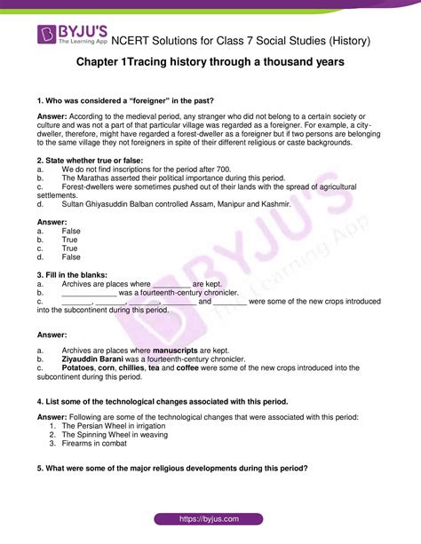 Ncert Solutions For Class 7 History Social Science Chapter 1 Tracing