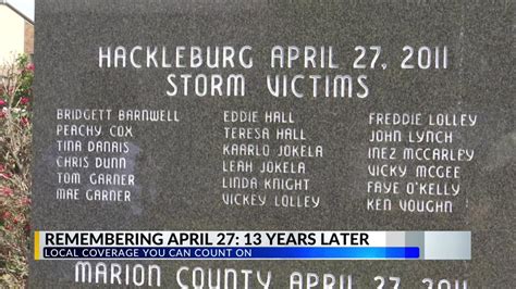 Remembering Lives Lost During April 27 Tornado 13 Years Later