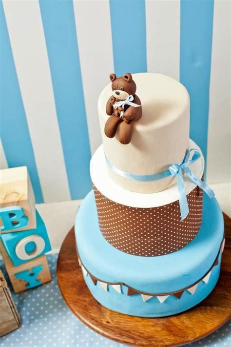 Baby Shower Con Tematica Osito Teddy Tortas De Shower De Beb Tortas