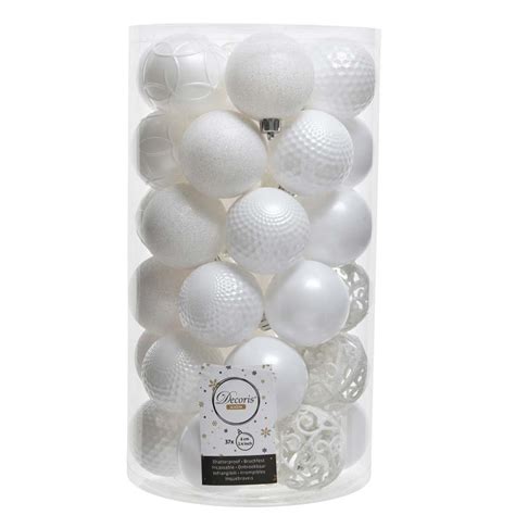 Lot de 37 boules de Noël D60 mm Alpine mix Blanc Boule et déco de