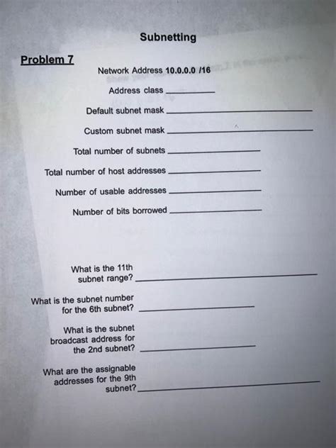 Solved Subnetting Problem Network Address Chegg
