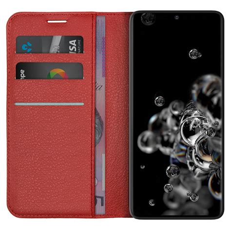 Leather Wallet Case For Samsung Galaxy S20 Ultra Red