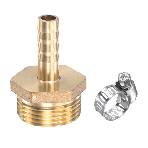 Uxcell 8mm X G3 4 Male Thread Brass Hose Barb Fitting Straight Pipe