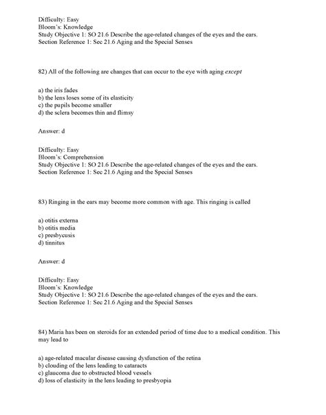 Test Bank Kine 2011 Difficulty Easy Blooms Knowledge Study