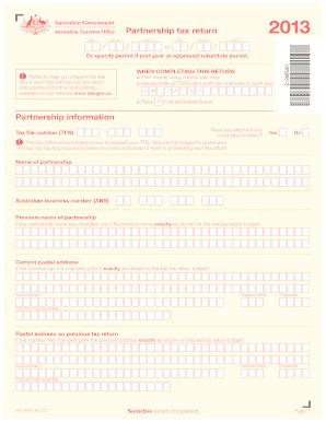 Fillable Online Ato Gov Partnership Tax Return 2013 Australian