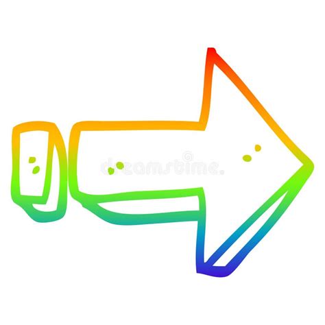 A Creative Rainbow Gradient Line Drawing Cartoon Arrow Pointing