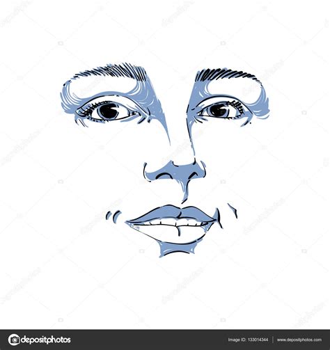 Hand Drawn Face Of Woman Stock Vector By ©ostapius 133014344