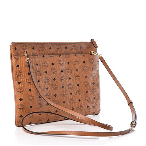 Mcm Visetos Medium Crossbody Pouch Cognac Fashionphile