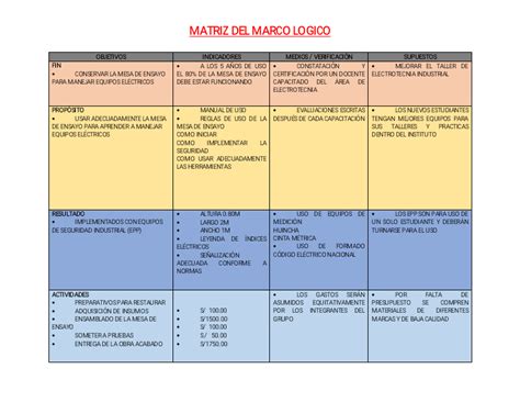 matriz de marco lògico