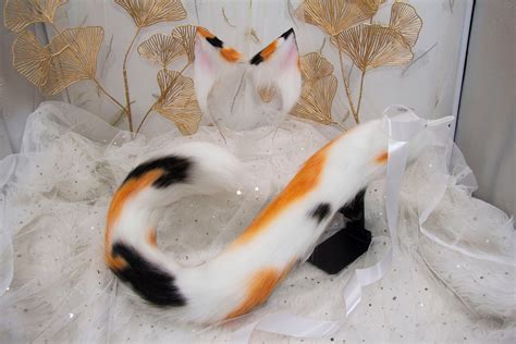 Cosplay Calico Cat Ears and Tail - Etsy UK