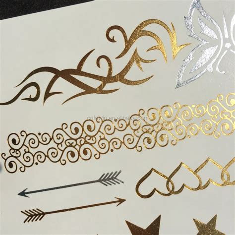 Hot Fake Tattoos Metallic Temporary Tattoos Jewel Flash Custom Metallic