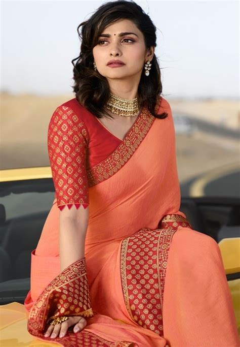 Prachi Desai Peach Silk Saree