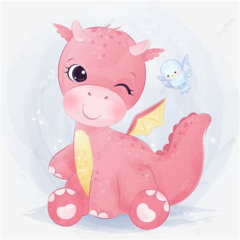 Pink Baby Dragon Cartoon