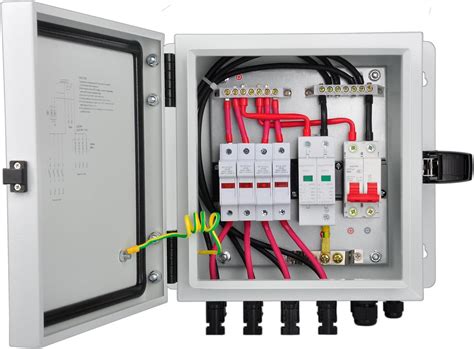 Powgrow Pv Combiner Box 4 String Metal Solar Combiner Box With 15a Rated Current Fuse Surge