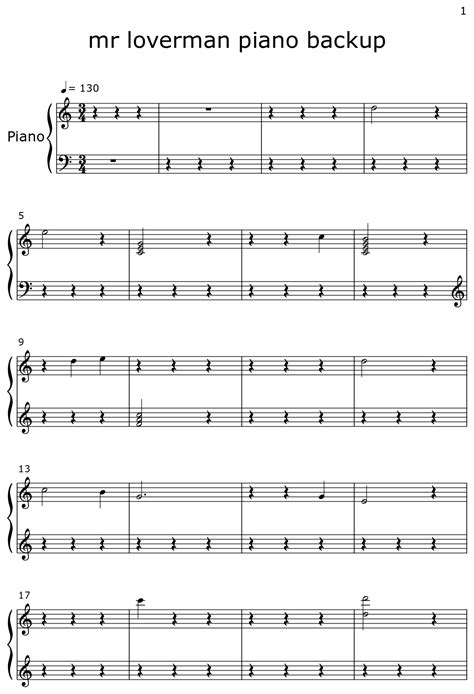 mr loverman piano backup - Sheet music for Piano