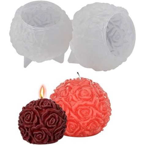 Moule Rose Boule Moule 2 Pièces Moule À Bougie En Silicone Boule Rose