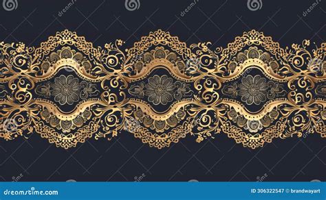 Black and Gold Floral Wallpaper Border Stock Illustration ...