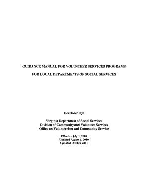 Fillable Online GUIDANCE MANUAL FOR VOLUNTEER SERVICES PROGRAMS Fax