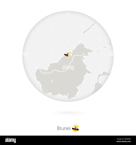 Map Of Brunei And National Flag In A Circle Brunei Map Contour With