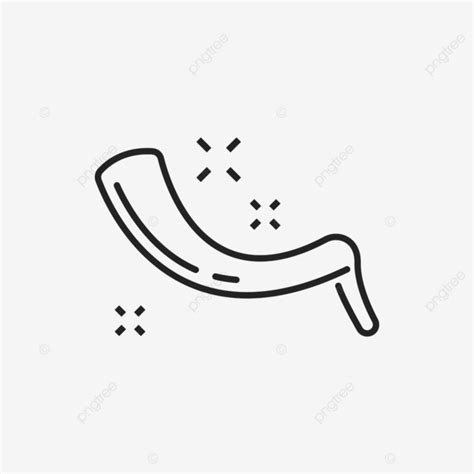 Shofar Isolated Line Art Horn, Horn Drawing, Horn Sketch, Outline PNG and Vector with ...