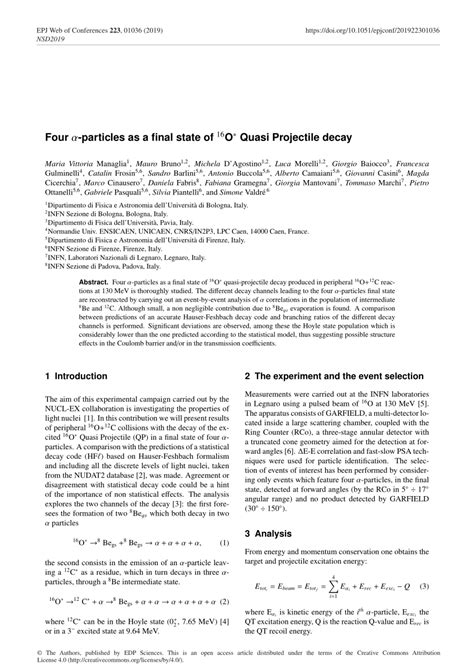 PDF Four α particles as a final state of 16 O Quasi Projectile decay