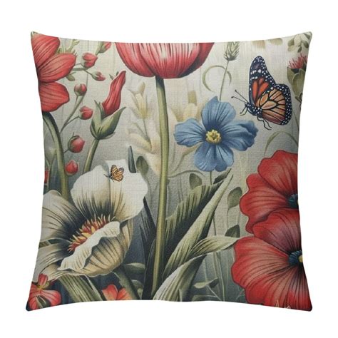 Creowell Spring Summer Flower Pillow Covers X Inchred Floral