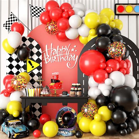 Kit De Arco De Globos Rojo Negro Y Amarillo Mouse De Dibujos Animados