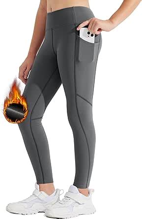 Amazon Willit Leggings con forro polar para niñas con bolsillos