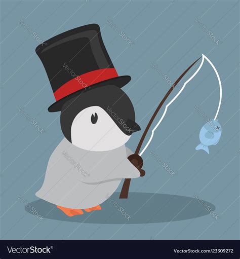 Cute Penguin Fishing Royalty Free Vector Image