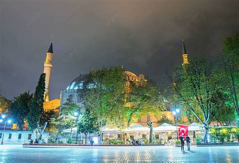 Fondo Museo Hagia Sophia En Nightistanbul Mezquita Hagia Turquía Foto E