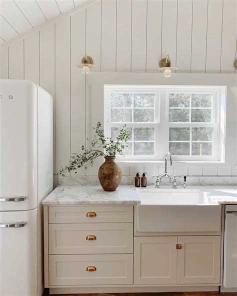 White Vertical Shiplap Kitchen Wall Soul Lane